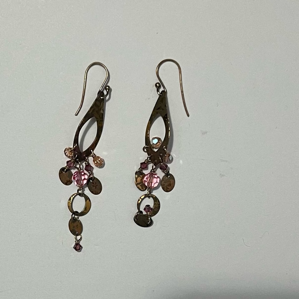 Holly Yashi Elegant Pink and Gold Dangle Earrings